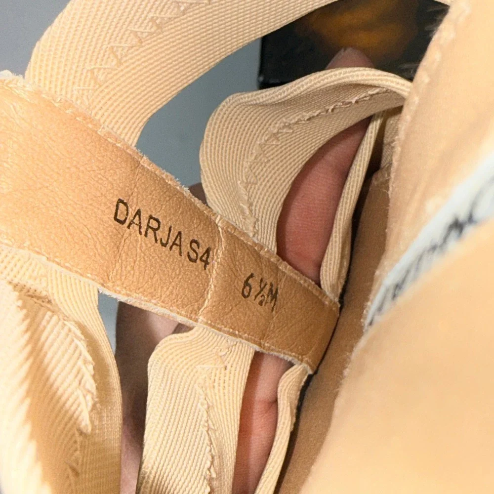 Donald J Pliner Darja Sand Mesh‎ Elastic Nappa Leather Wedge Sandals Tan 6.5M